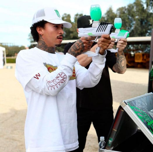 Nyjah Huston Practicing with Gel Blaster